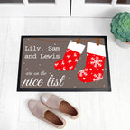 Personalised Festive Stockings Christmas Indoor Doormat