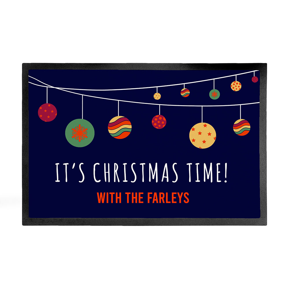 Personalised Christmas Bauble Indoor Doormat