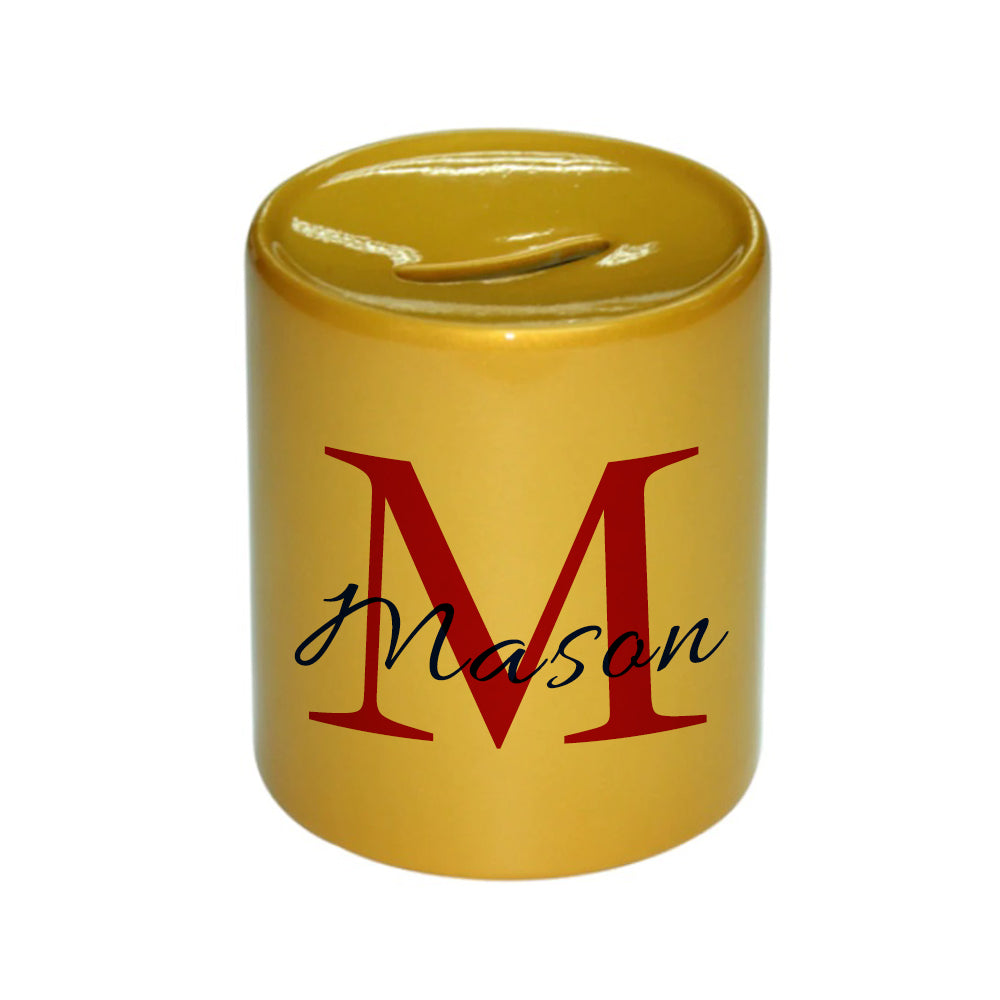Personalised Kids Initial Gold Money Box