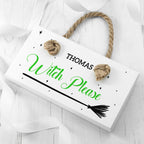 Personalised Halloween Witches Broom Sign