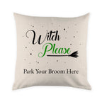 Personalised Halloween Witches Broom Cushion Cover