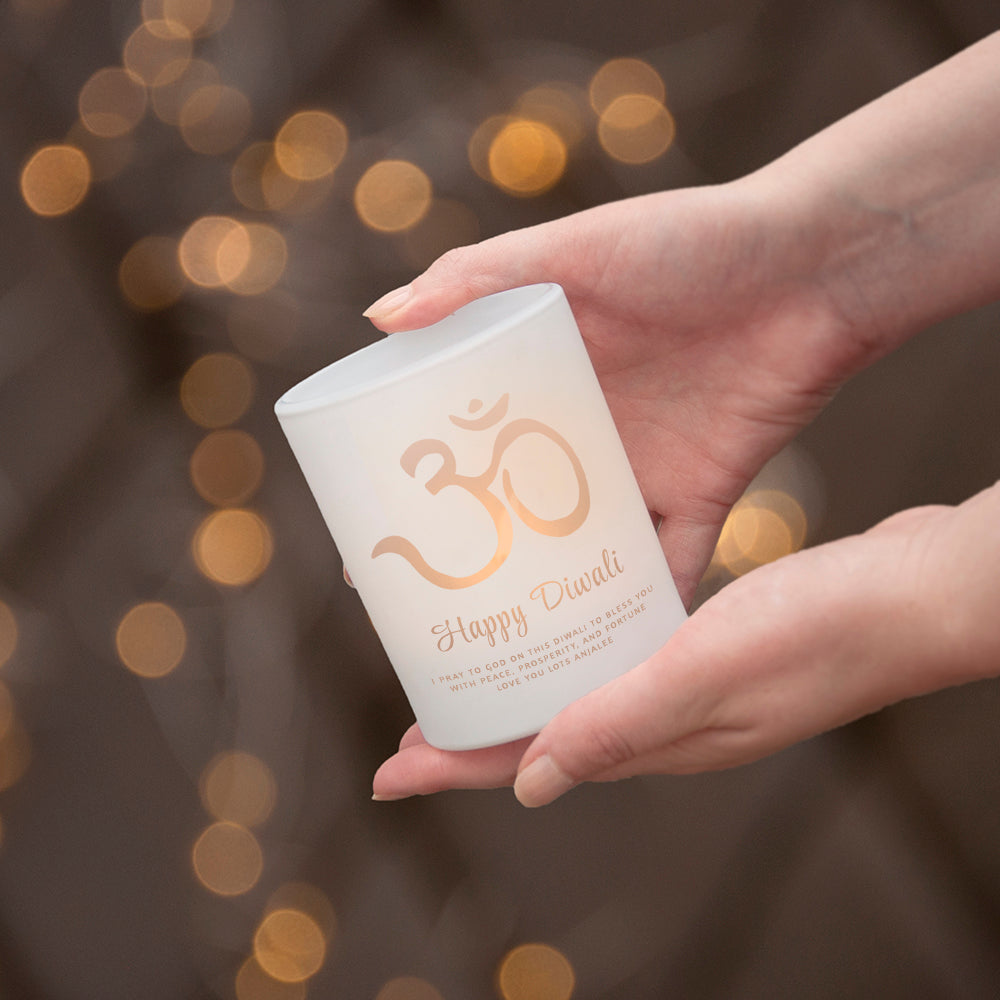 Personalised Diwali Om Symbol Candle Holder
