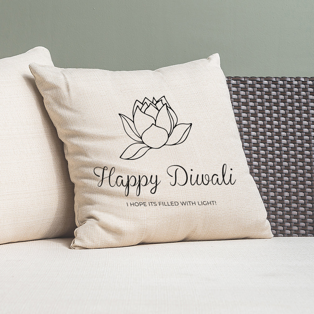 Personalised Diwali Lotus Cushion Cover