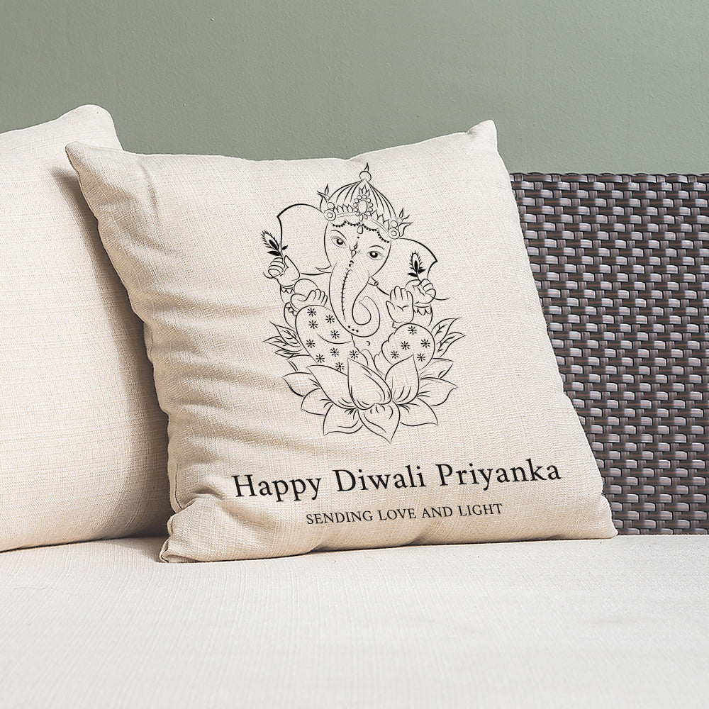 Personalised Diwali Ganesh Cushion Cover