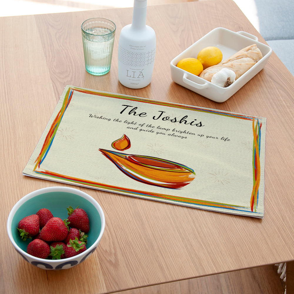 Personalised Diwali Watercolour Lamp Placemat