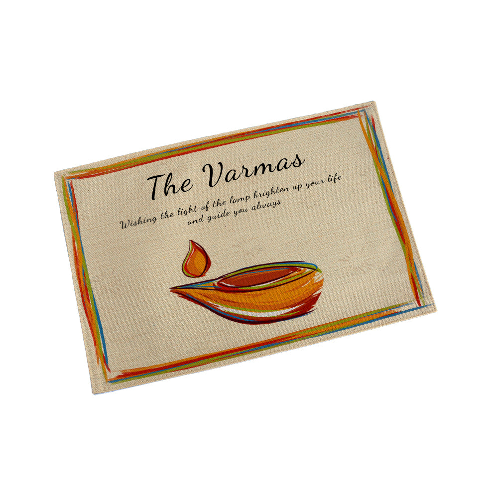 Personalised Diwali Watercolour Lamp Placemat