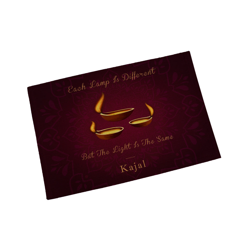 Personalised Diwali Three Diyas Placemat