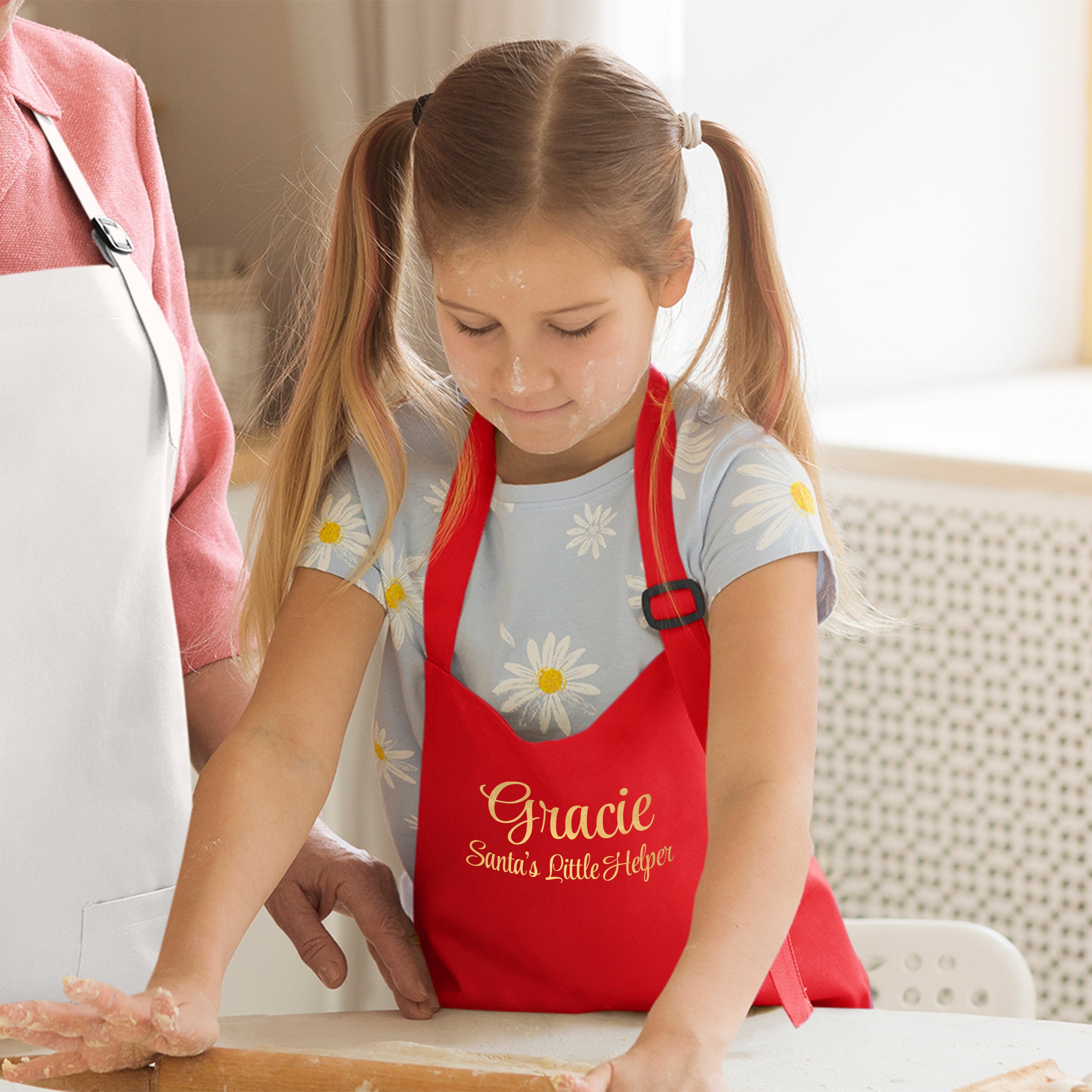 Personalised Santas Little Helper Childrens Red Waterproof Apron