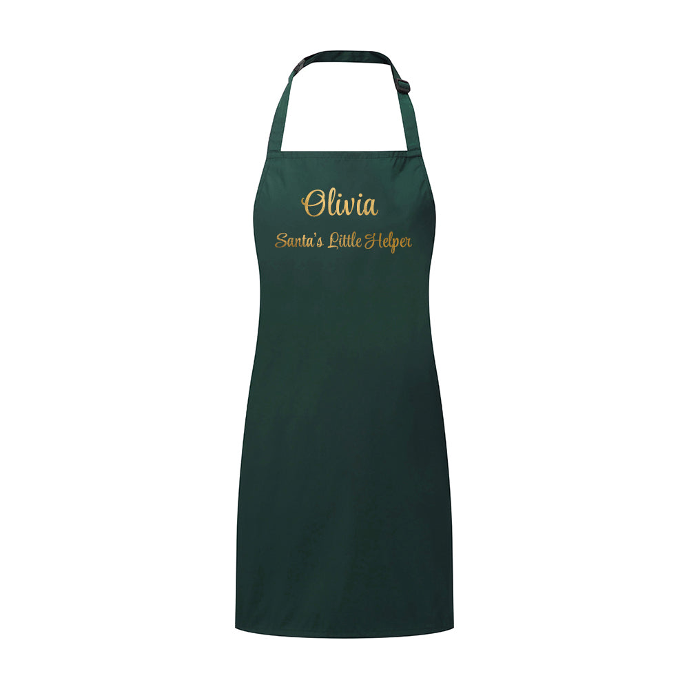 Personalised Santas Little Helper Childrens Green Waterproof Apron