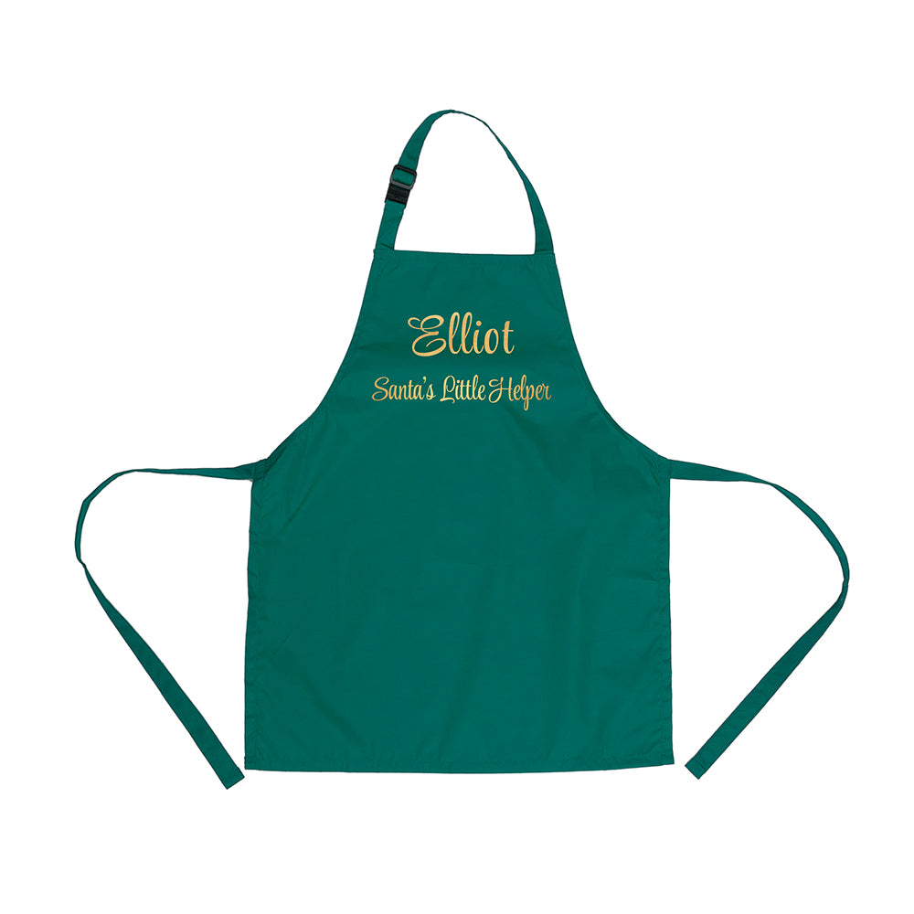 Personalised Santas Little Helper Childrens Green Waterproof Apron