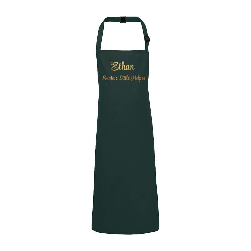 Personalised Santas Little Helper Childrens Green Waterproof Apron