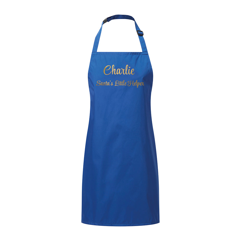Personalised Santas Little Helper Childrens Blue Waterproof Apron