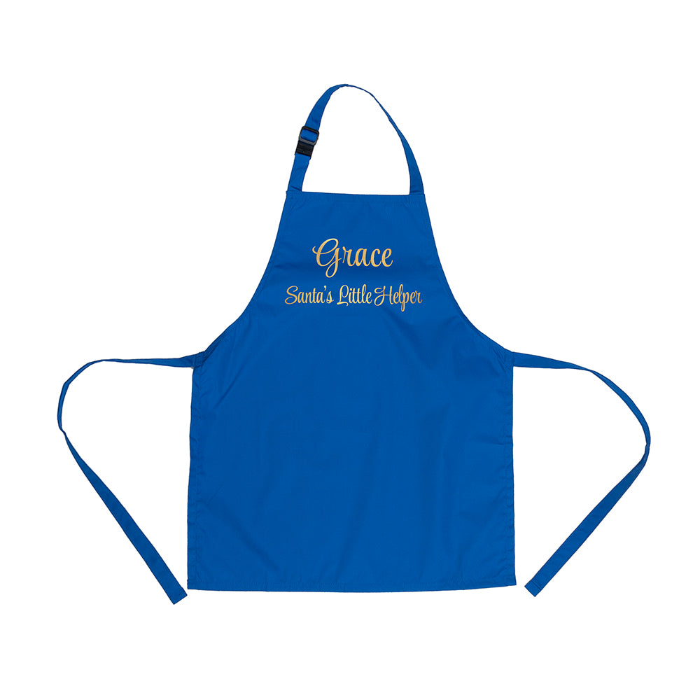 Personalised Santas Little Helper Childrens Blue Waterproof Apron