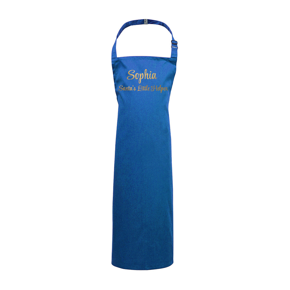 Personalised Santas Little Helper Childrens Blue Waterproof Apron