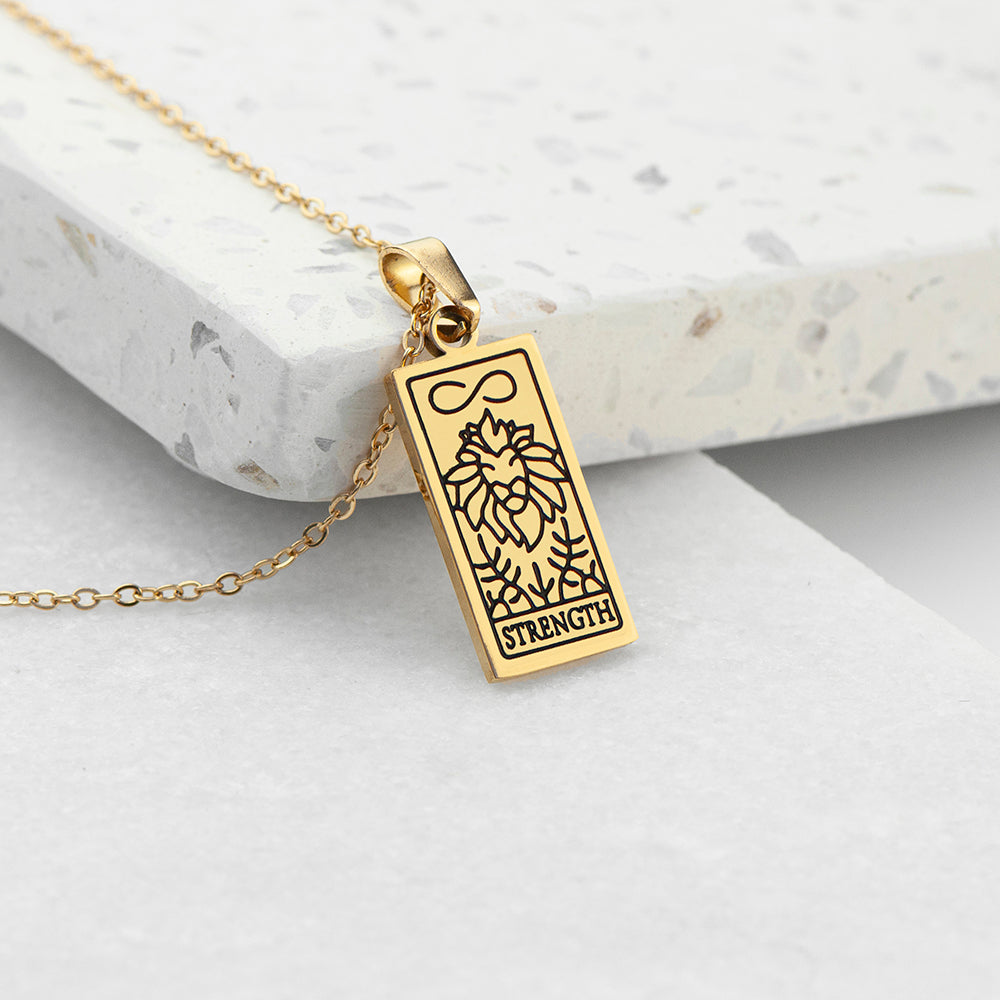 Personalised Strength Tarot Card Necklace