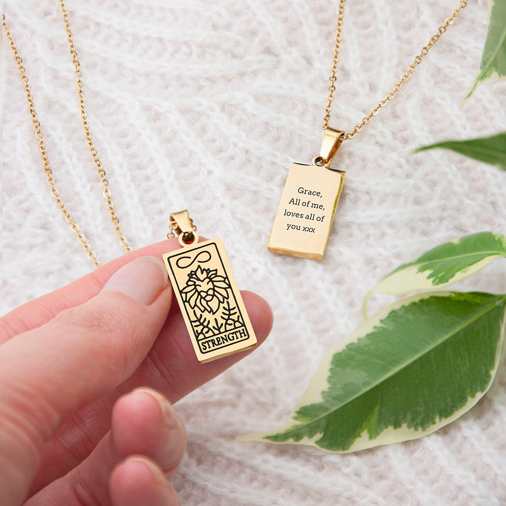 Personalised Strength Tarot Card Necklace