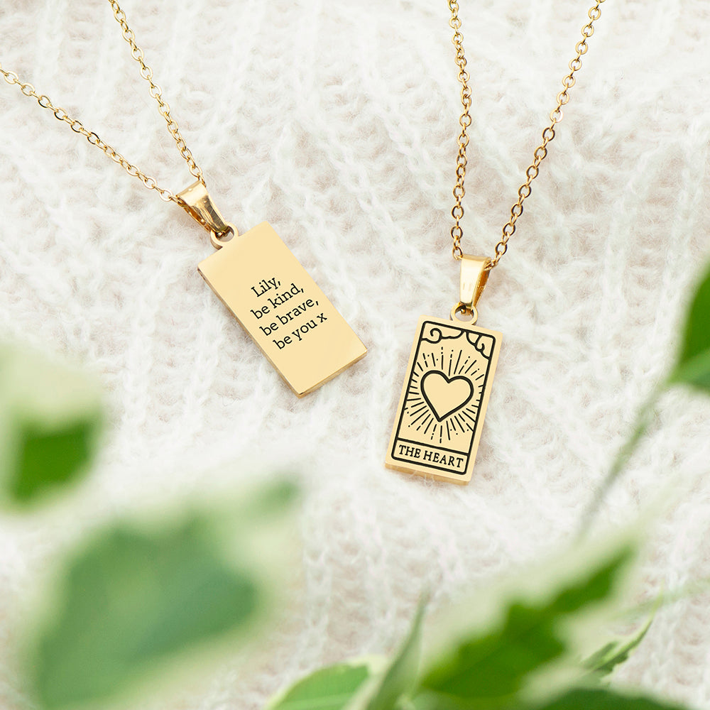 Personalised Heart Tarot Card Necklace