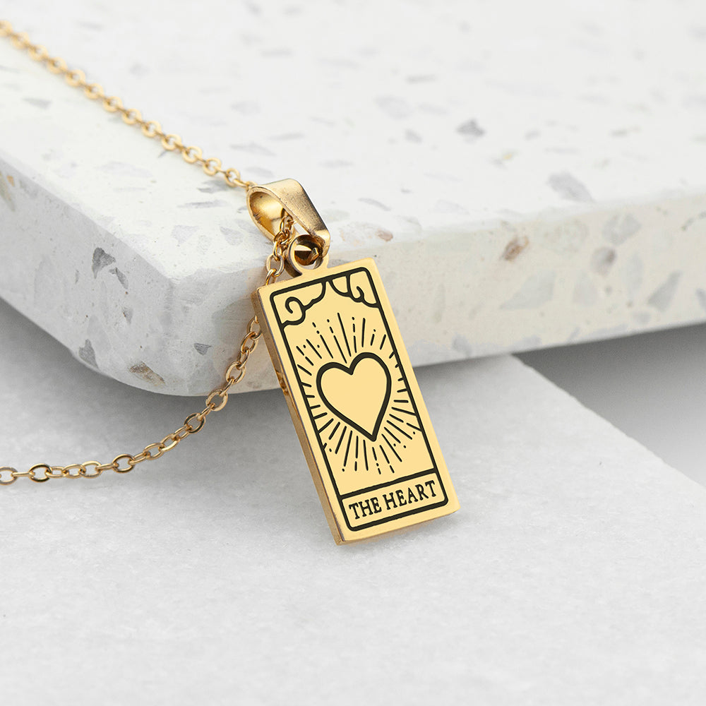 Personalised Heart Tarot Card Necklace