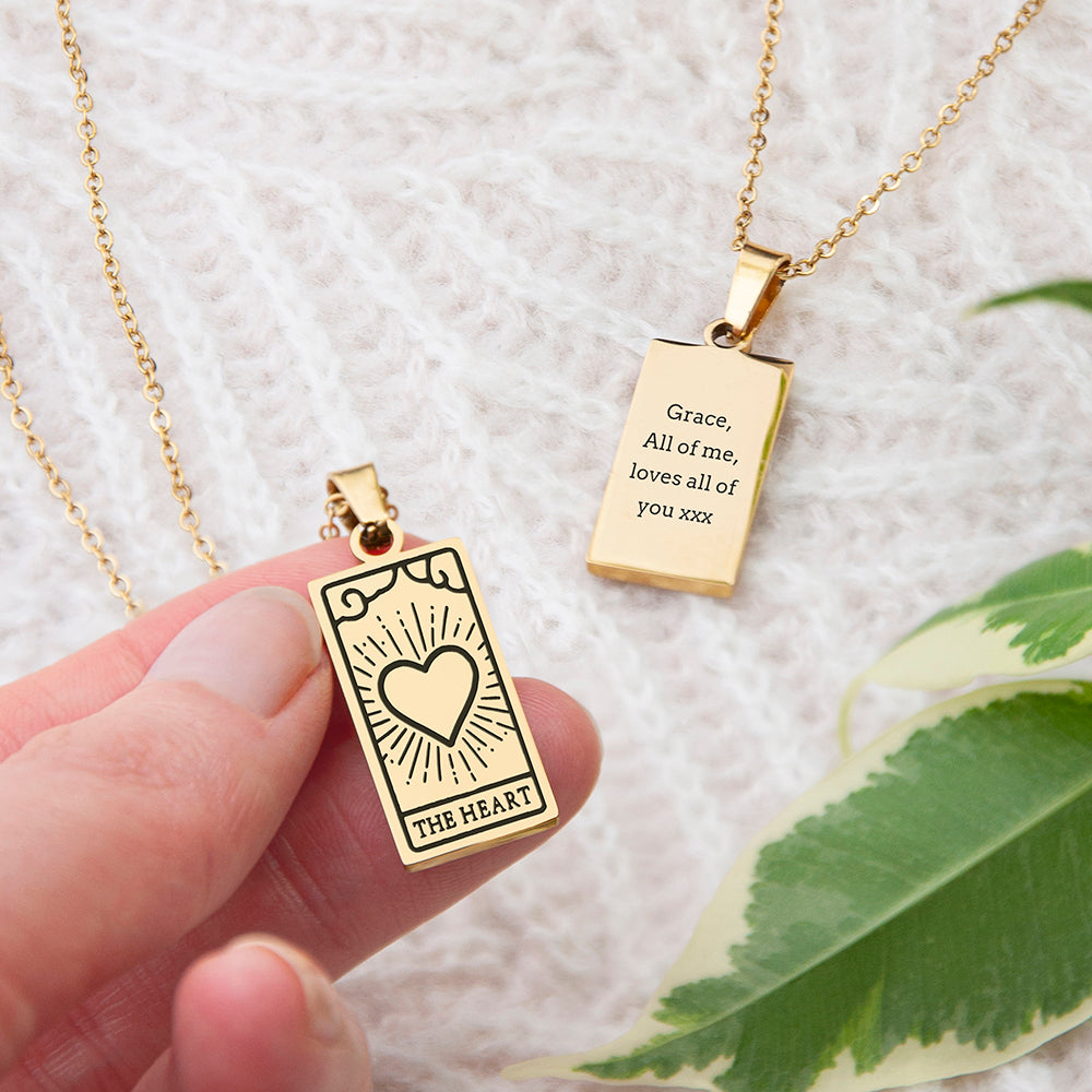 Personalised Heart Tarot Card Necklace