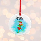 Personalised Playful Elf Christmas Ornament