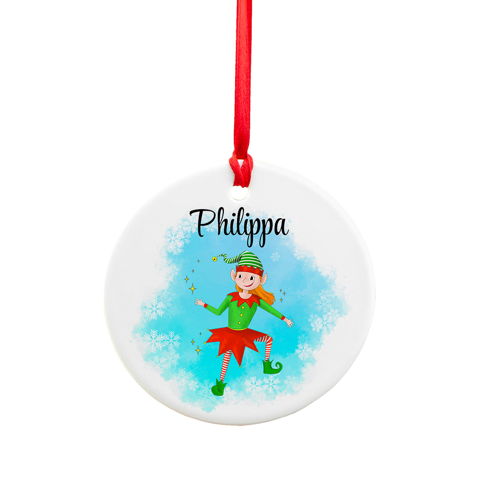 Personalised Playful Elf Christmas Ornament