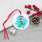 Personalised Playful Elf Christmas Ornament