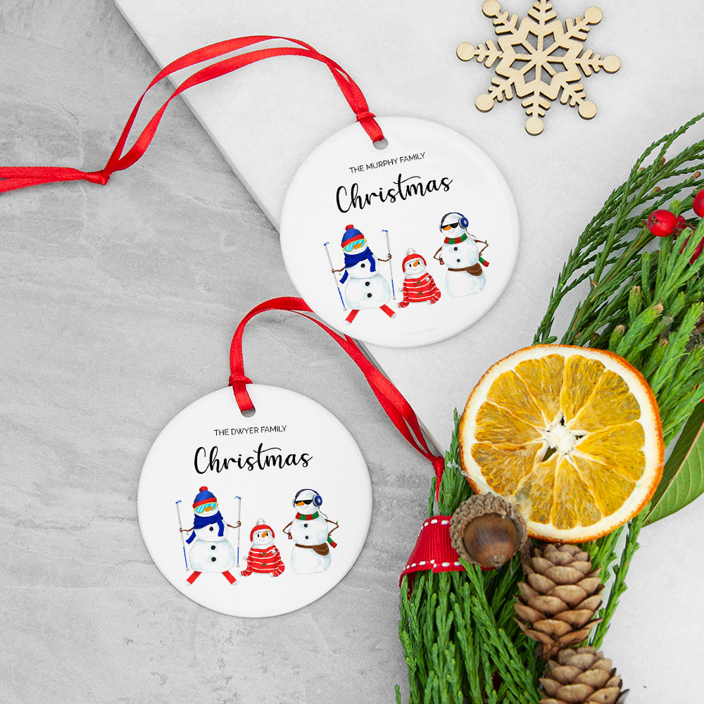 Personalised Snowman Family Christmas Ornament
