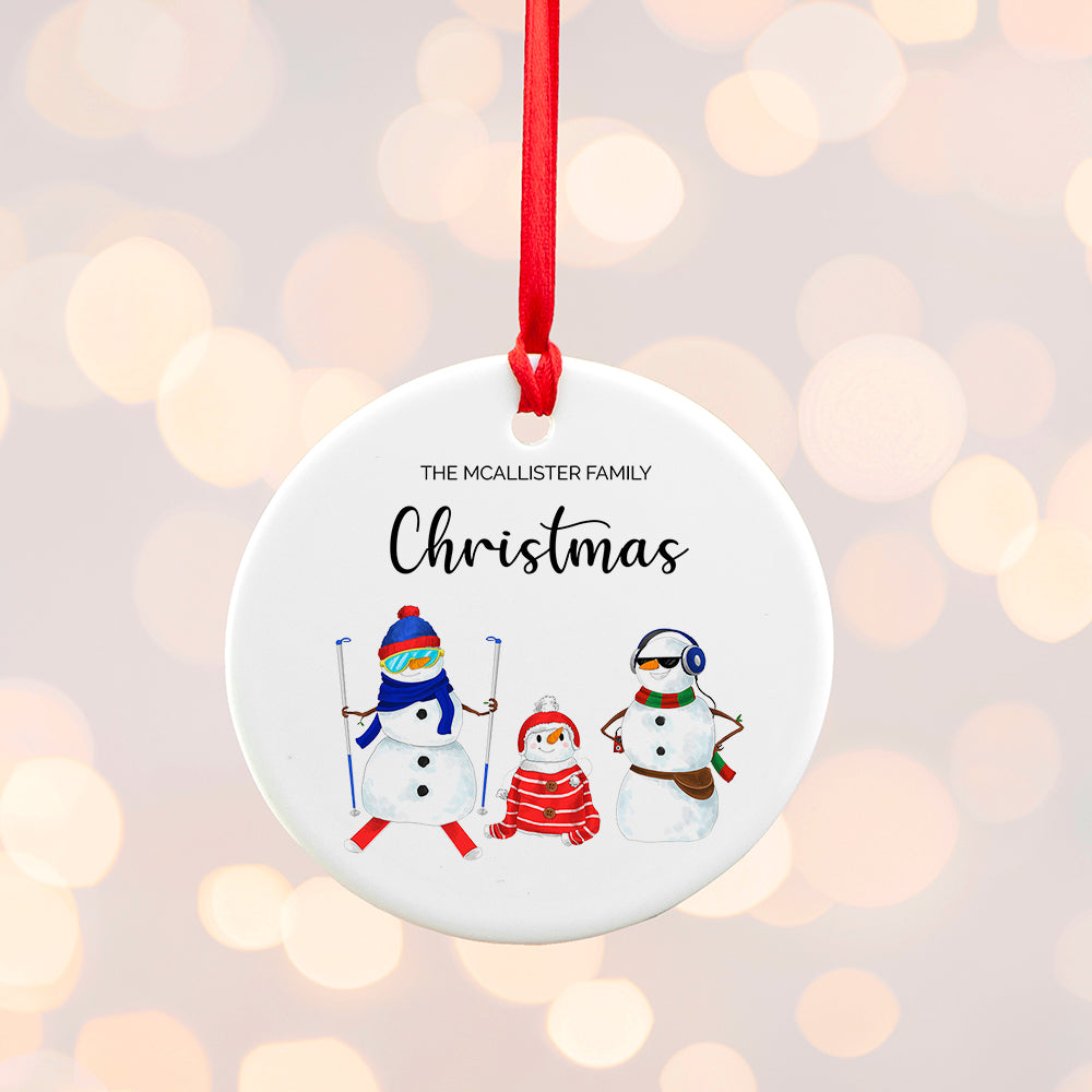 Personalised Snowman Family Christmas Ornament