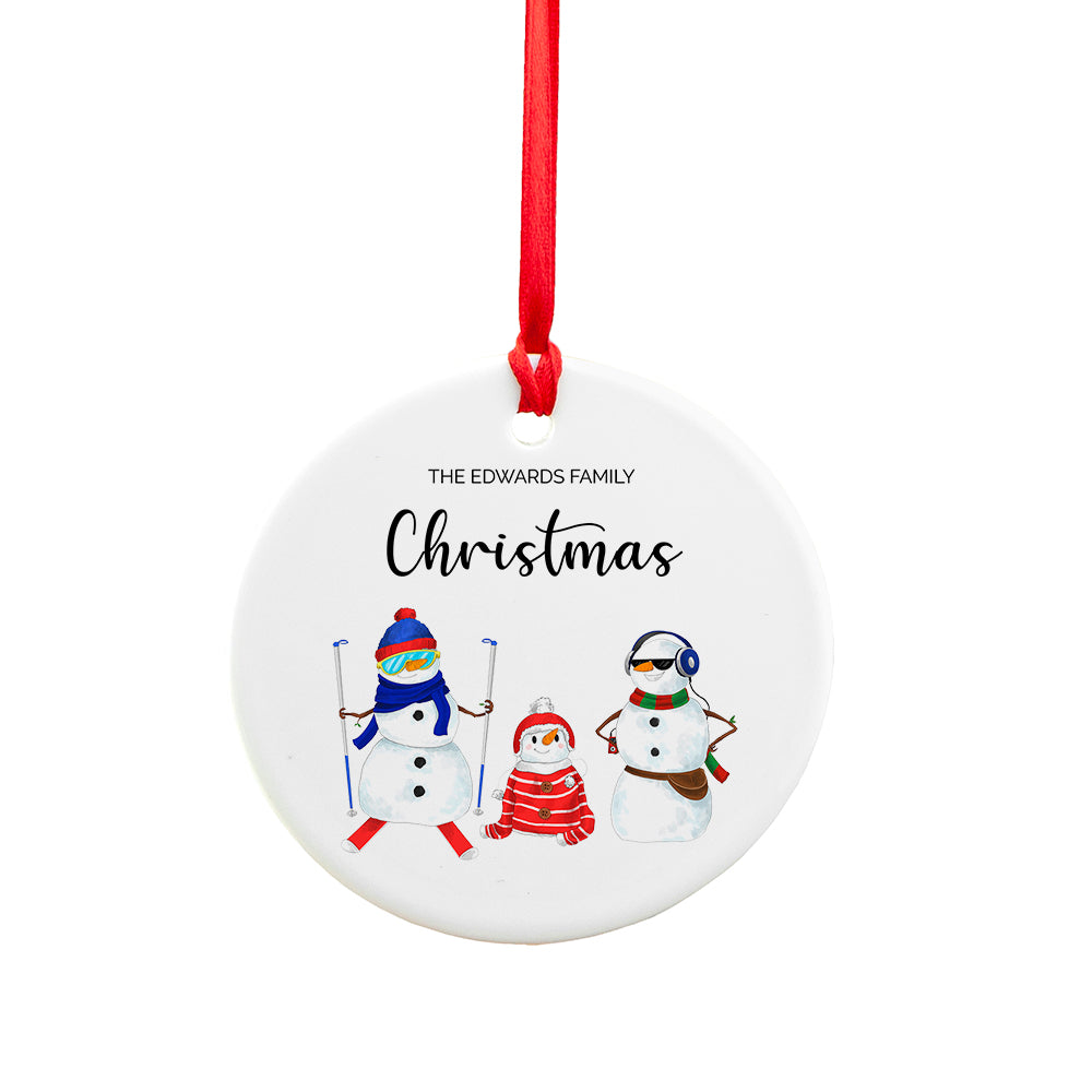 Personalised Snowman Family Christmas Ornament