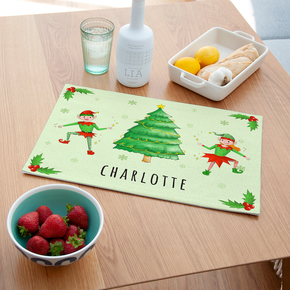Personalised Playful Elves Placemat