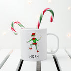 Personalised Playful Elf Christmas Polymer Mug