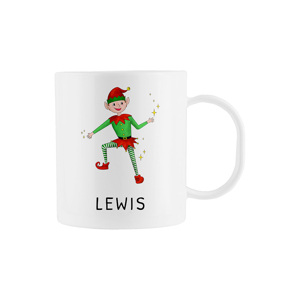 Personalised Playful Elf Christmas Polymer Mug