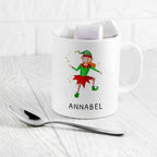 Personalised Playful Elf Christmas Polymer Mug