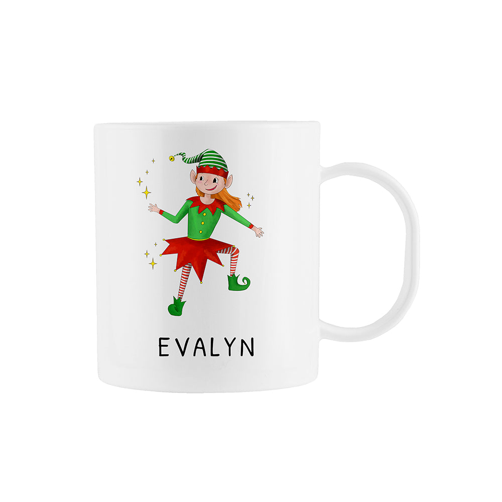 Personalised Playful Elf Christmas Polymer Mug