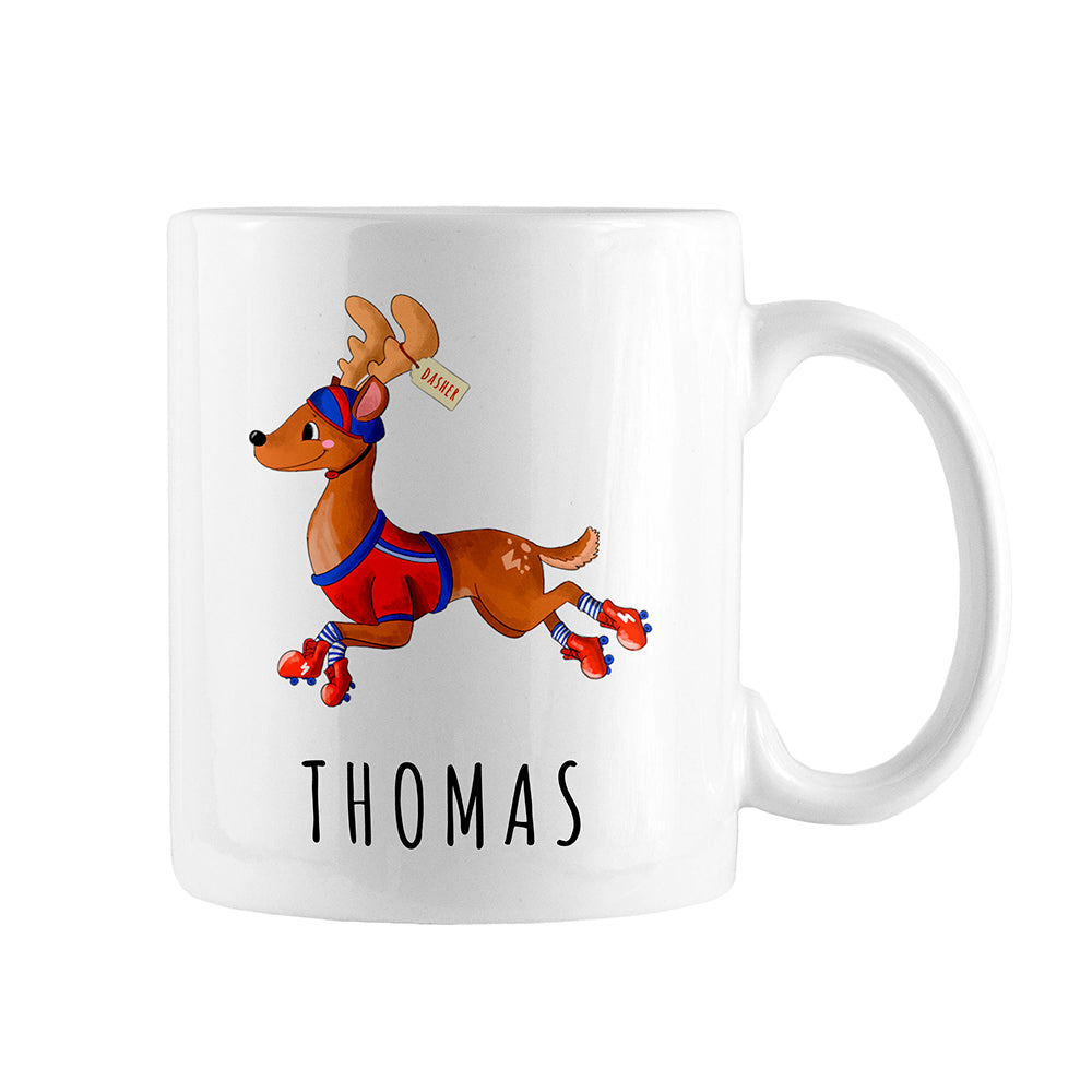 Personalised Reindeer Christmas White Mug
