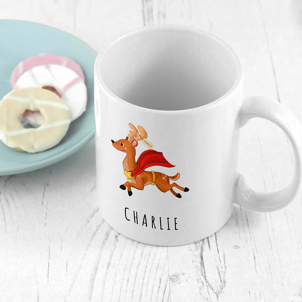 Personalised Reindeer Christmas White Mug