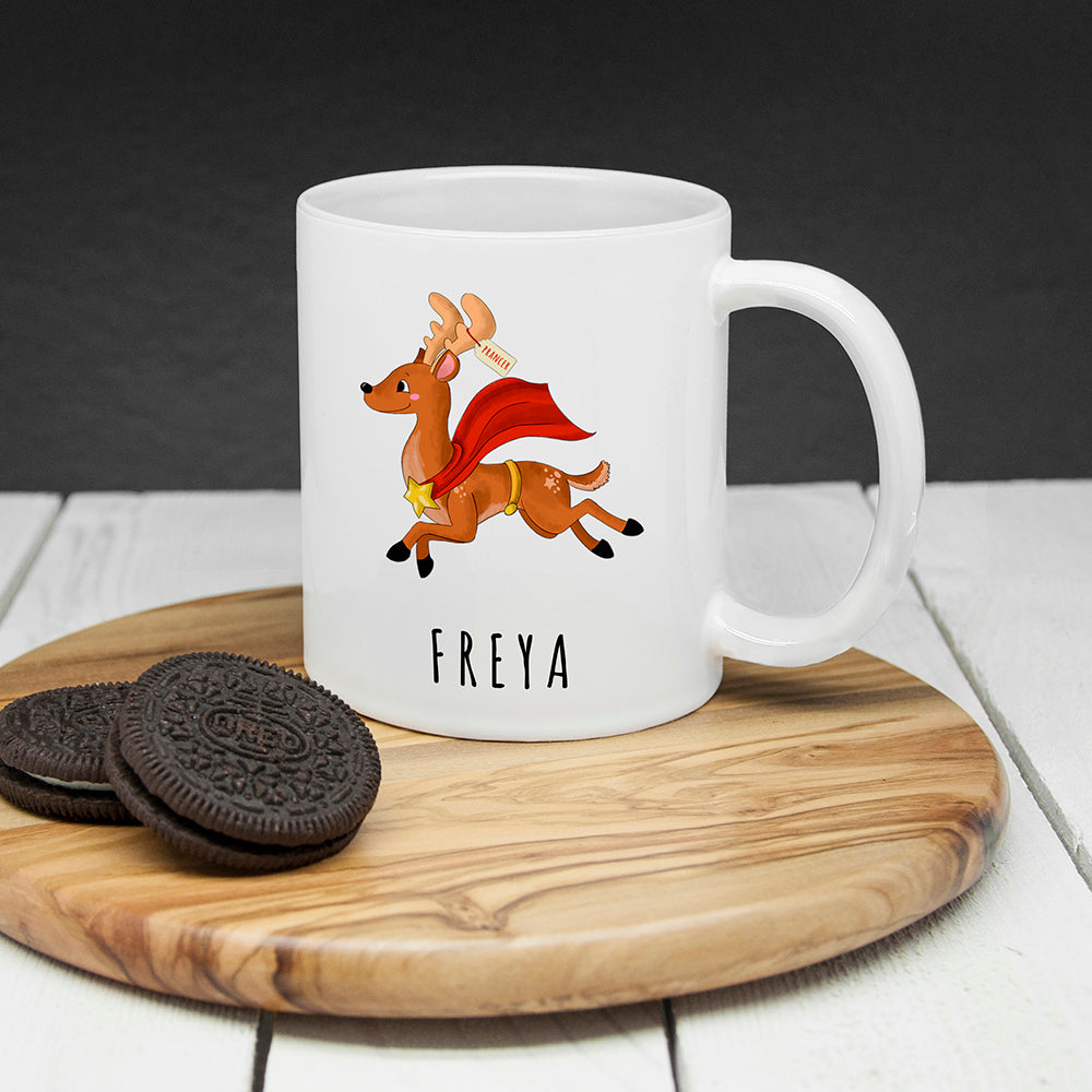 Personalised Reindeer Christmas White Mug