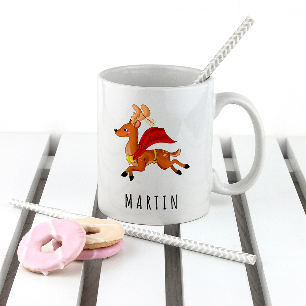 Personalised Reindeer Christmas White Mug