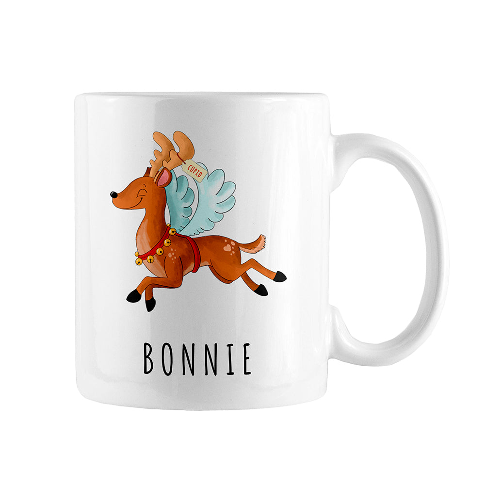 Personalised Reindeer Christmas White Mug