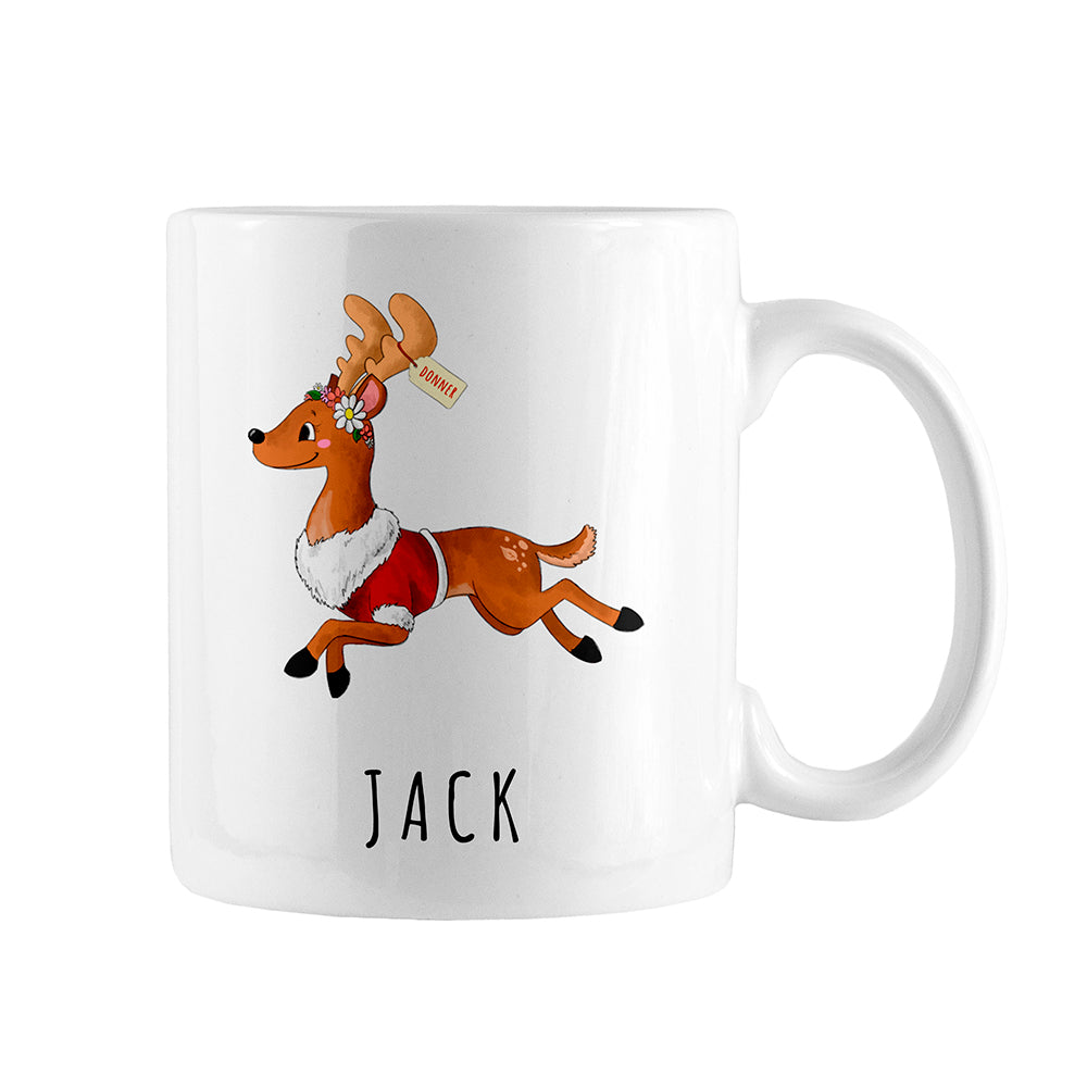 Personalised Reindeer Christmas White Mug