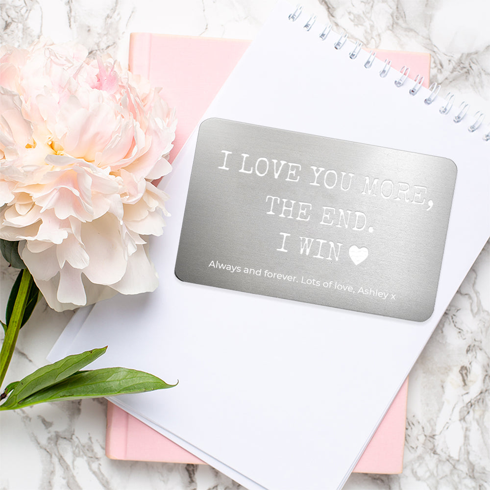Personalised 'I love you more' Wallet Keepsake