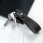 Personalised Black Leather Keyring