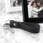 Personalised Black Leather Keyring