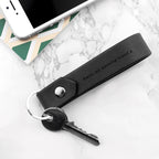 Personalised Black Leather Keyring
