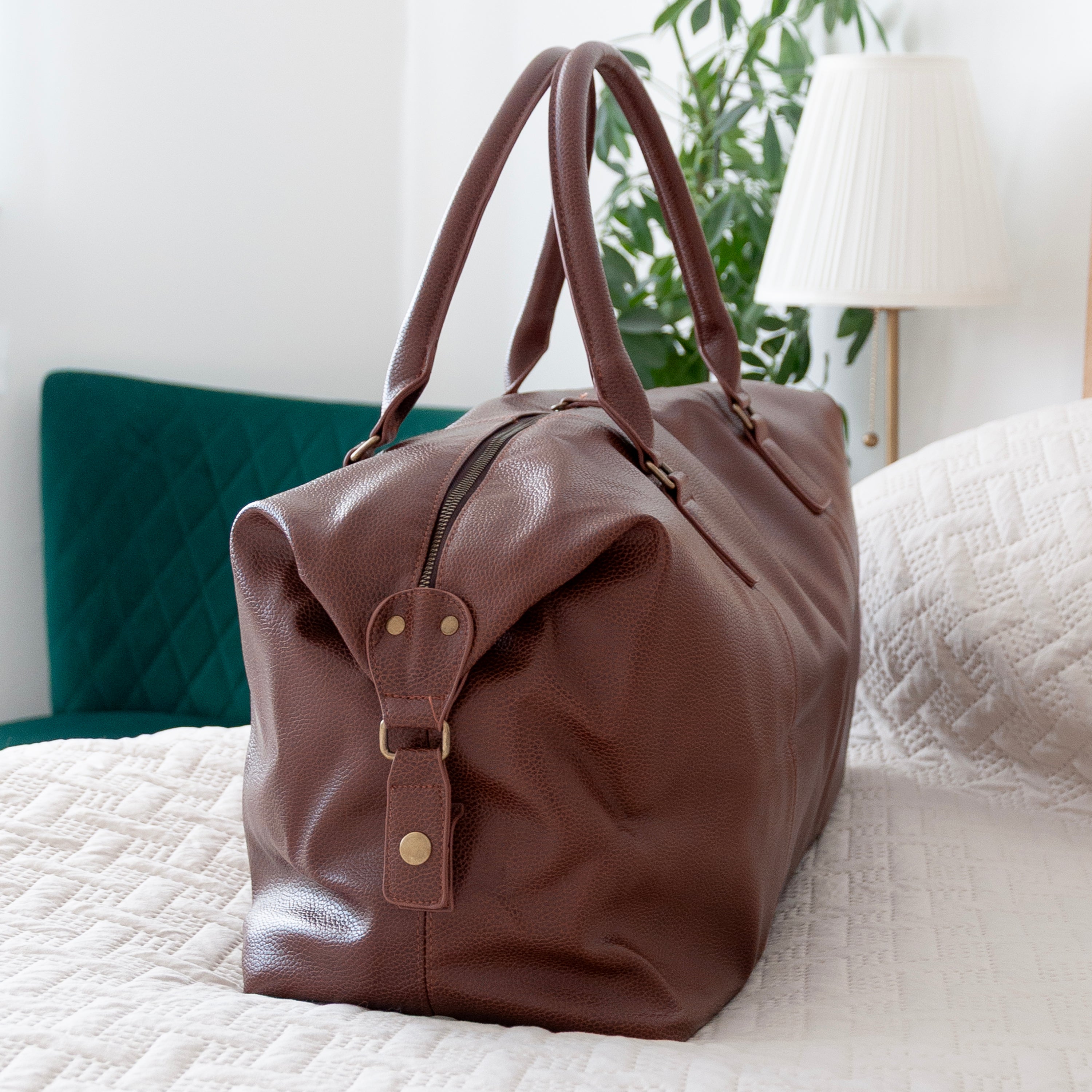 Monogrammed Vegan Leather Weekender Holdall