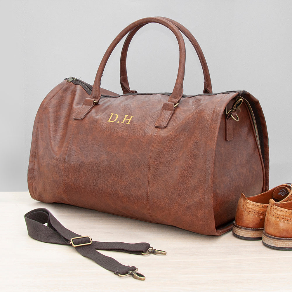 Monogrammed Vegan Leather Business Garment Bag