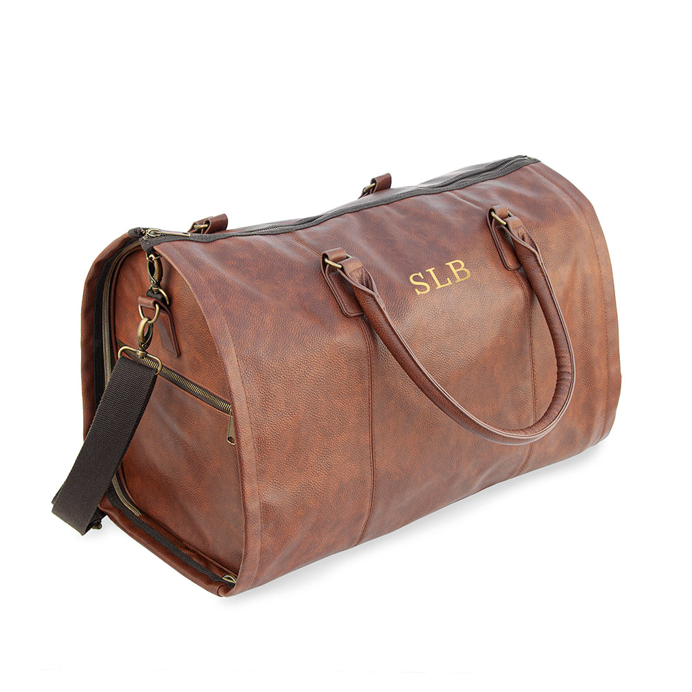 Monogrammed Vegan Leather Business Garment Bag