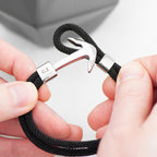 Personalised Mens Black Rope Nautical Anchor Bracelet