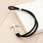 Personalised Mens Black Rope Nautical Anchor Bracelet