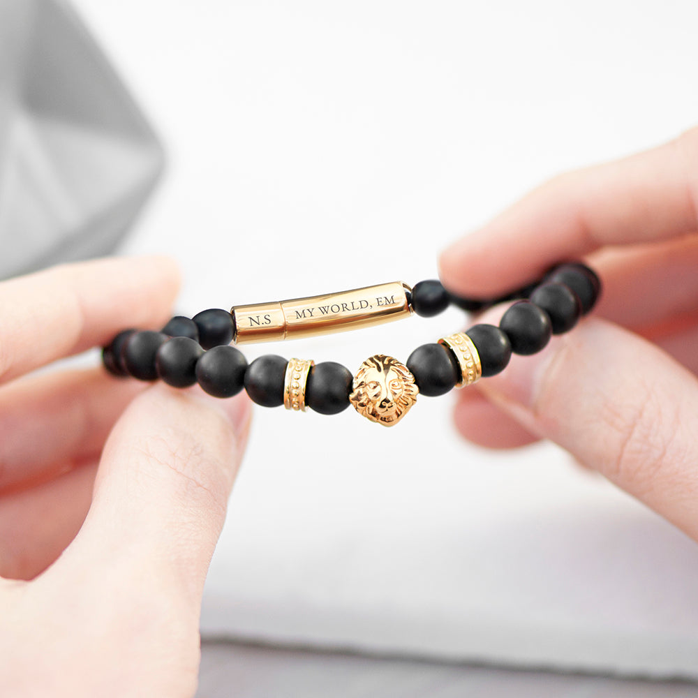 Personalised Mens Golden Lion Bracelet